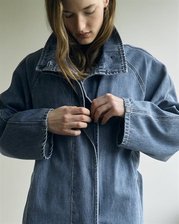 Object - Trinna Ls Denim Trenchcoat - Medium Blue Denim